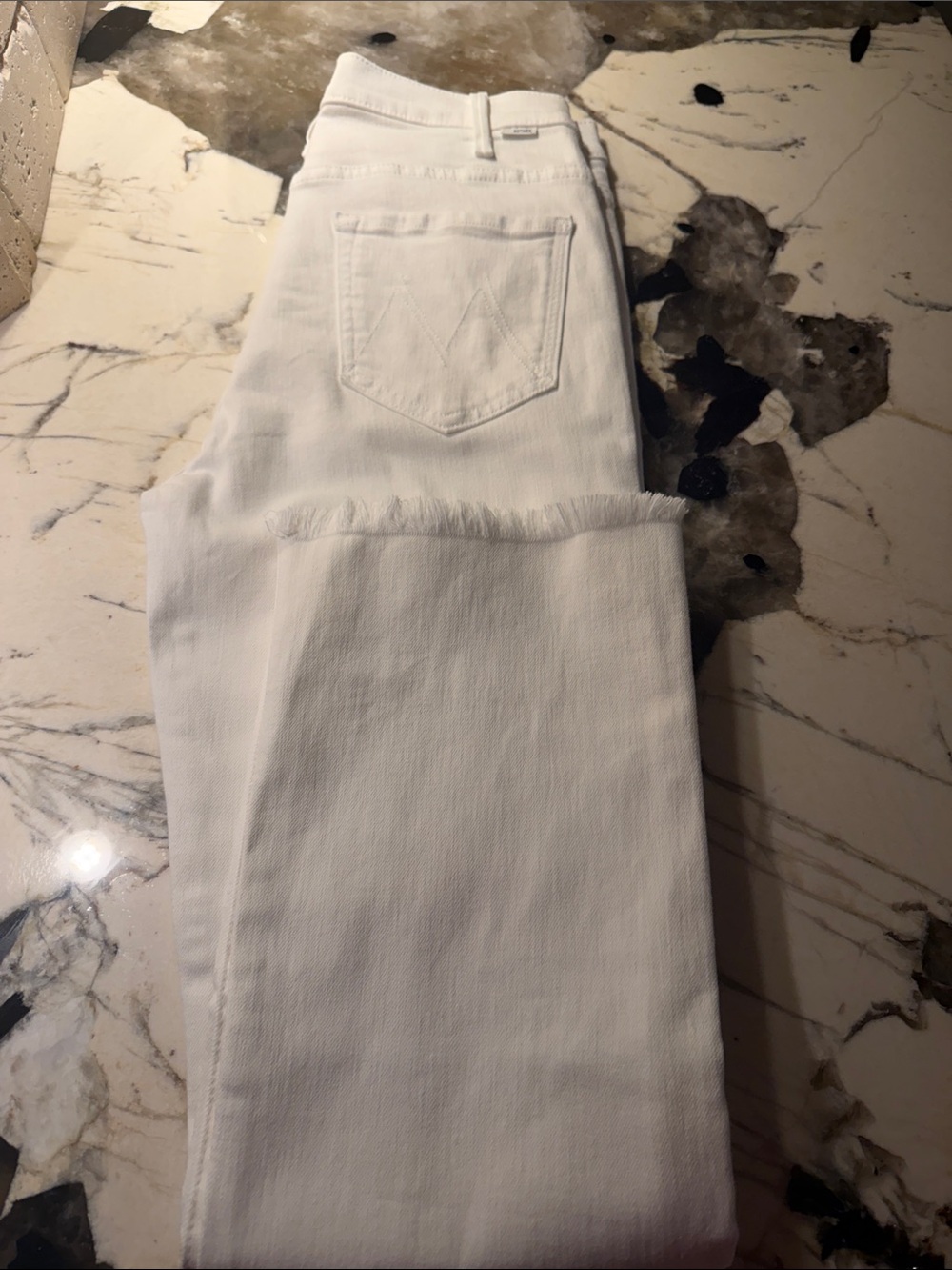 MOTHER White Hustler Ankle Fray Jeans
